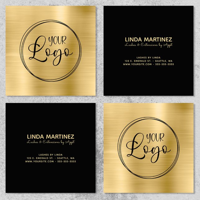 Light Gold Foil Your Business Logo Here Quadratische Visitenkarte (Light Gold Foil Your Business Logo Here Square Business Card)