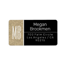 Light Gold Glitzer/B&W/DIY Name Address Monogram