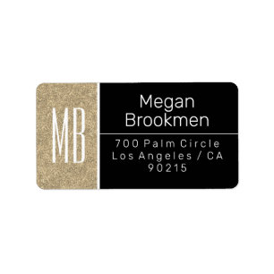 Light Gold Glitzer/B&W/DIY Name Address Monogram Adressaufkleber
