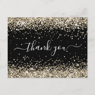 Light Gold Glitzer Black 40. Geburtstag Vielen Dan Postkarte