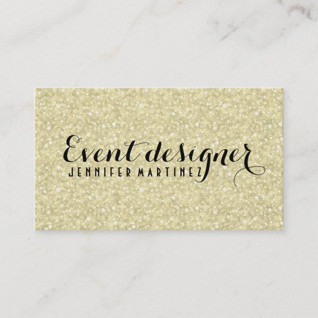 Light Gold Glitzer und Glitzern Event Designer Visitenkarte (Vorderseite)