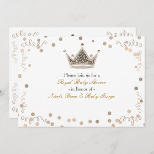 Light Gold Royal Crown & Confetti Party Einladung