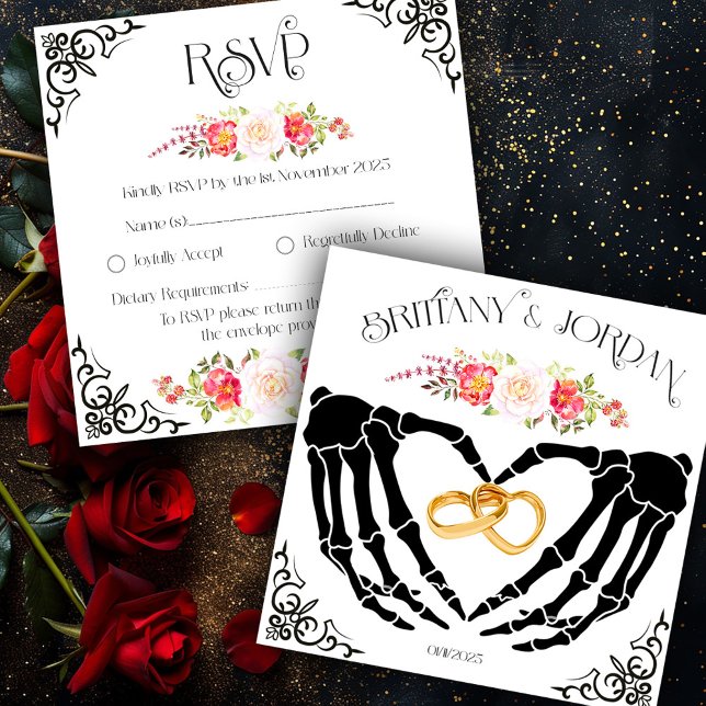 Light Gothic Skeleton Hands RSVP Card Einladung (Von Creator hochgeladen)