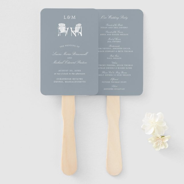 Light Gray Adirondack Stühle Hochzeit Fächer (Vorne und Hinten)