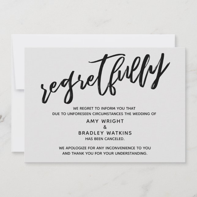 Light Gray Bedrettotal Hochzeitskarte Einladung (Vorderseite)