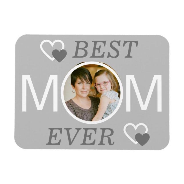 Light Gray Beste Mama Ever Personalisiertes Foto Magnet (Horizontal)
