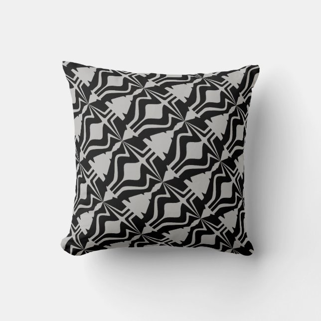 Light Gray Black Diagonal Sound Wave Small Tiles Kissen (Vorderseite)