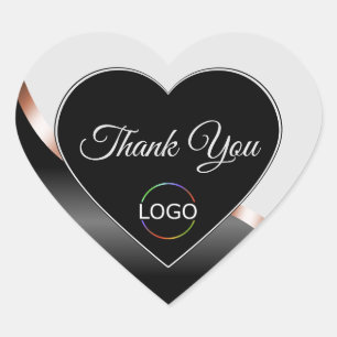Light Gray Black Wavy Rose Gold und Logo Vielen Da Herz-Aufkleber