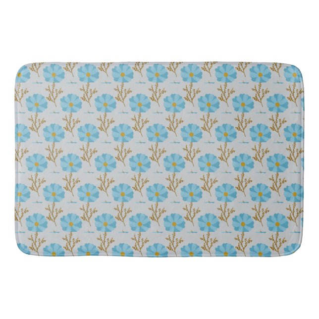 Light Gray Blue Poppy Blume Badematte (Vorderseite)