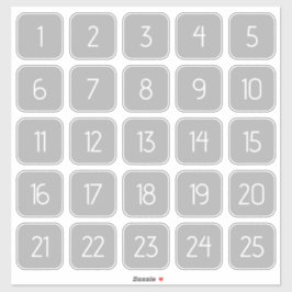 Light Gray Customizable Square Number Stickers Aufkleber