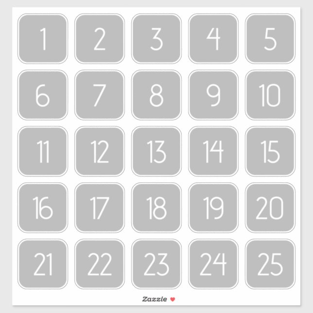 Light Gray Customizable Square Number Stickers  Aufkleber (Blatt)
