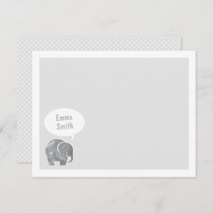 Light Gray Elephant Kids Personal Stationery Einladung