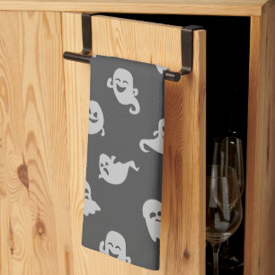 Light Gray Ghosts Dark Gray Halloween Geschirrtuch