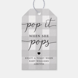 Light Gray Gingham Pop It Wenn Sie Pop Tag bevorzu Geschenkanhänger