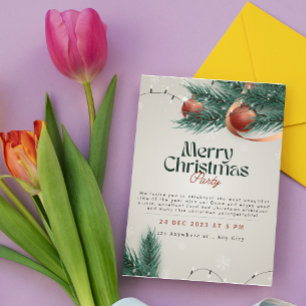 Light Gray & Green Weihnachts-Party Einladung