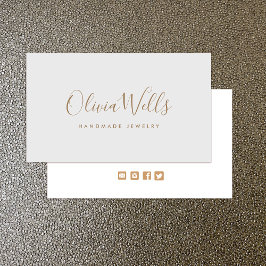 Light Gray Handwriting Script Social Media Icon Visitenkarte
