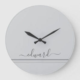 Light Gray Individuelle Name Große Wanduhr