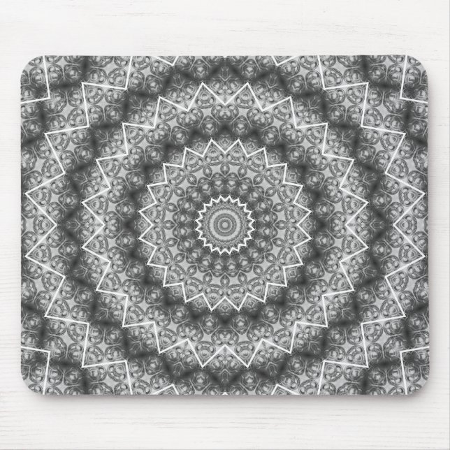 Light Gray Kaleidoscope / Mandala Mousepad (Vorne)