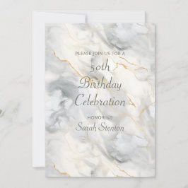 Light Gray Marble 50. Geburtstag Einladung