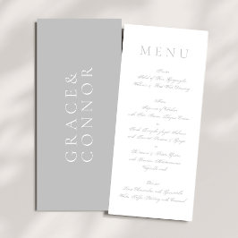 Light Gray Minimal White Simple Wedding Menükarte