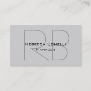 Light Gray Monogram Manager Business Card Visitenkarte