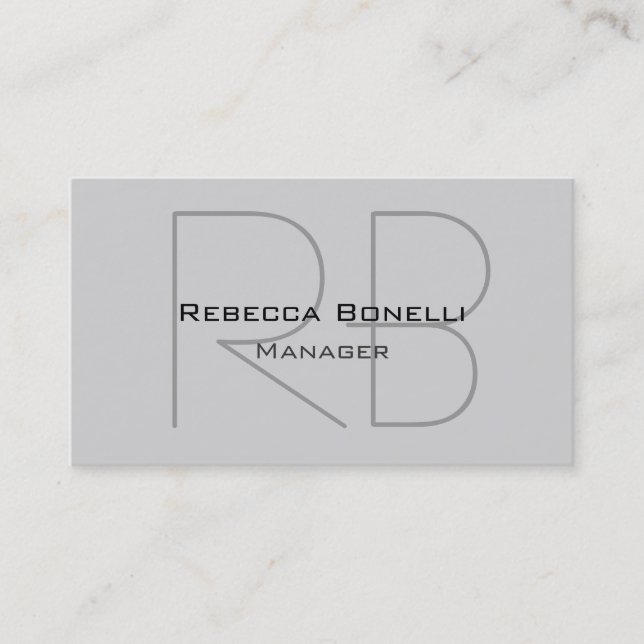 Light Gray Monogram Manager Business Card Visitenkarte (Vorderseite)
