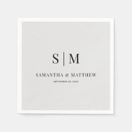 Light Gray Simple Elegant Couple Initials Wedding Serviette