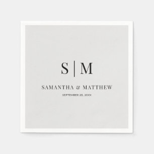 Light Gray Simple Elegant Couple Initials Wedding Serviette