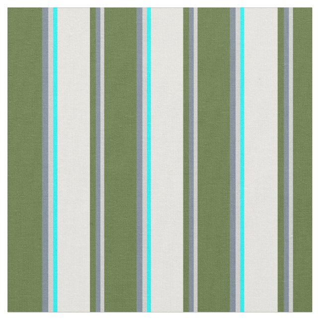 Light Gray, Slate Gray, Olive Green, White & Aqua Stoff (Nahaufnahme)