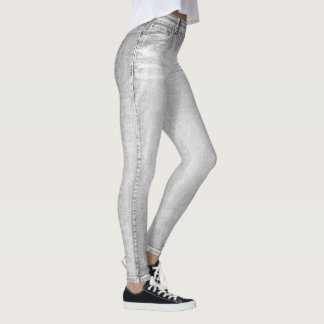Light Gray Wash Jeans All-Over Printed Leggings