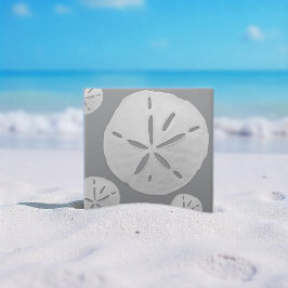 Light Gray & White Tropical Beach Sand Dollar Fliese