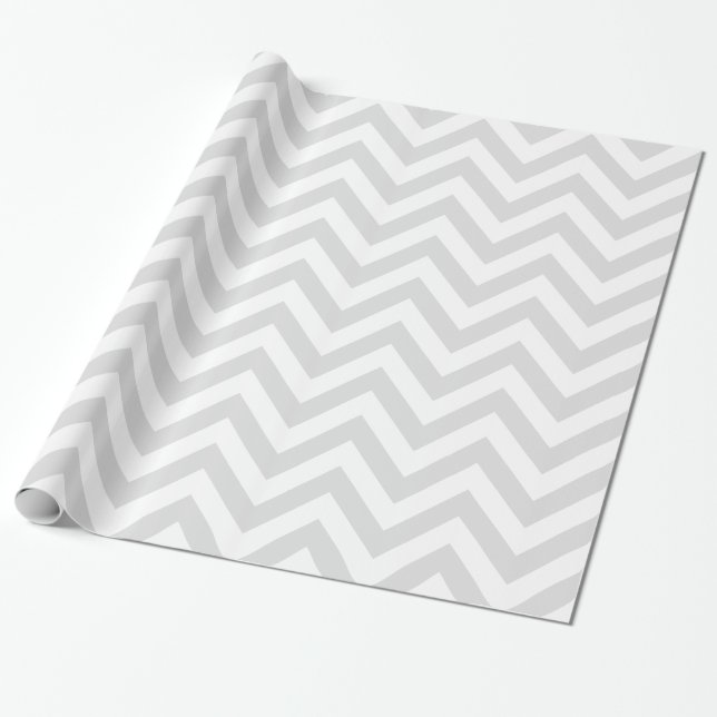 Light Gray White XL Zickzack ZigZag Muster Geschenkpapier (Ungerollt)
