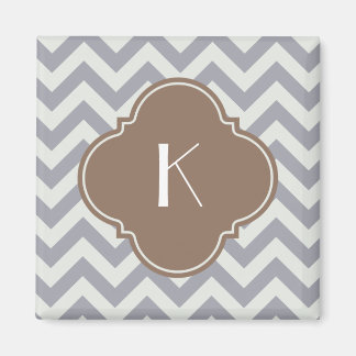 Light Gray Zigzag Custom Monogram Magnet