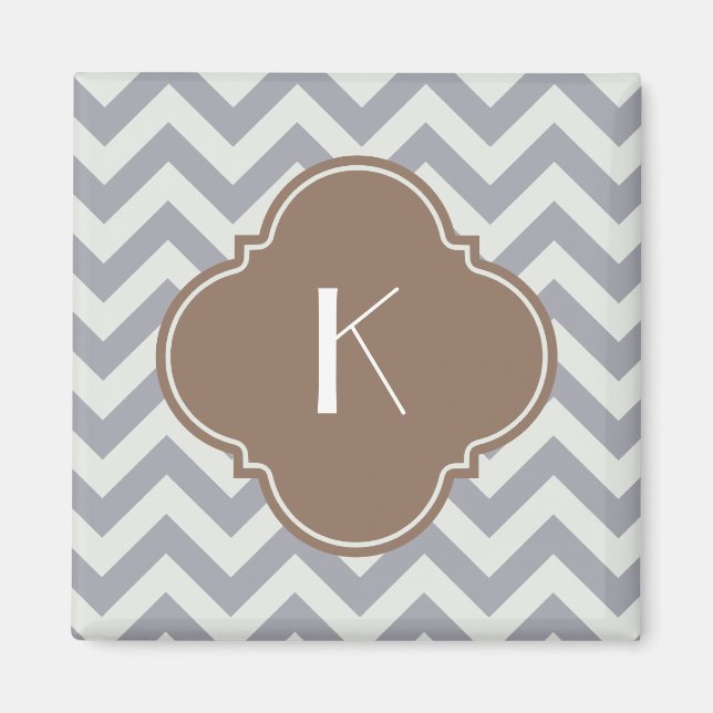 Light Gray Zigzag Custom Monogram Magnet (Vorne)