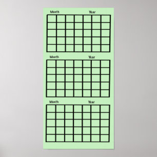 Light Green 3 Monate Calendar Poster