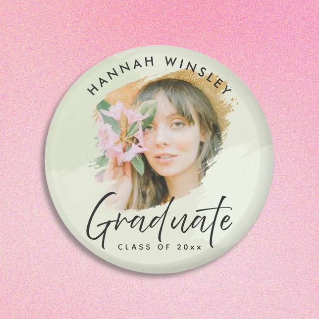 Light Green Add your Foto Custom Abschluss Guest Magnet (elegant light sage green custom photo name graduation magnet )