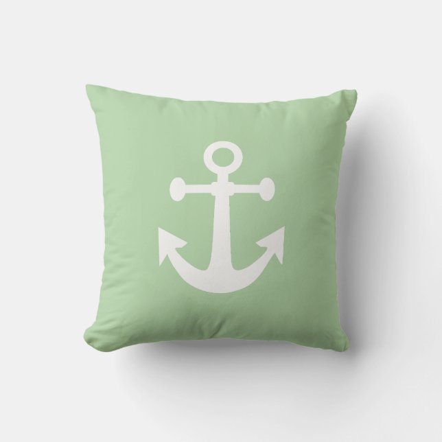 Light Green Anchor Kissen (Vorderseite)