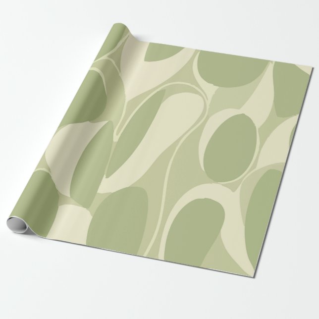 Light Green and Beige Abstract Circle Pattern Geschenkpapier (Ungerollt)
