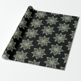 Light Green auf Black Sketchy Blume Geschenkpapier