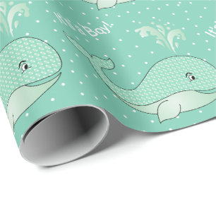 Light Green Baby Whales Geschenkpapier