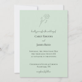 Light Green Blume Line Art Monogram Wedding Einladung
