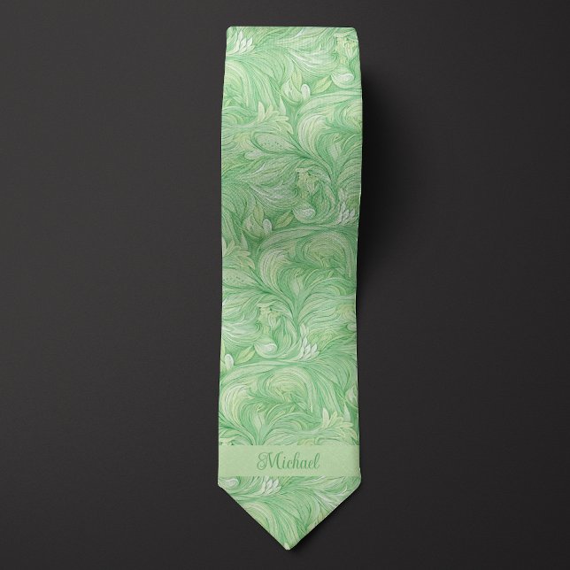 Light Green Botanic Monogram Krawatte (Von Creator hochgeladen)