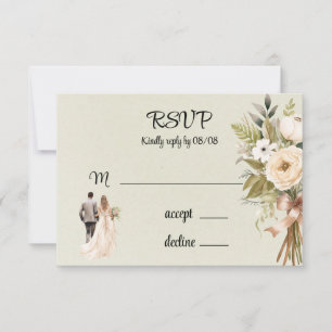 Light Green Brie and Groom Florals Wedding RSVP Karte