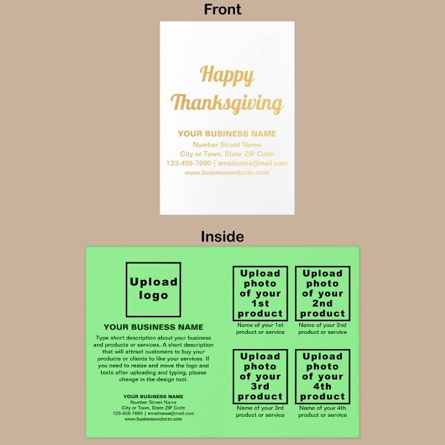 Light Green Business Brand on Erntedank Folienkarte (Light green business brand with products or services on Thanksgiving folded foil card.)