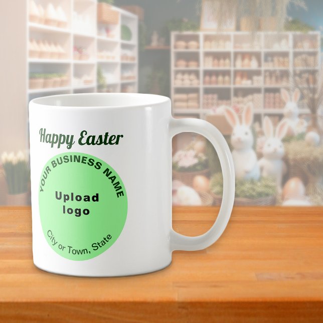 Light Green Business Brand | Ostern | Mug Kaffeetasse (Mug with Easter greeting and light green round shape business brand)