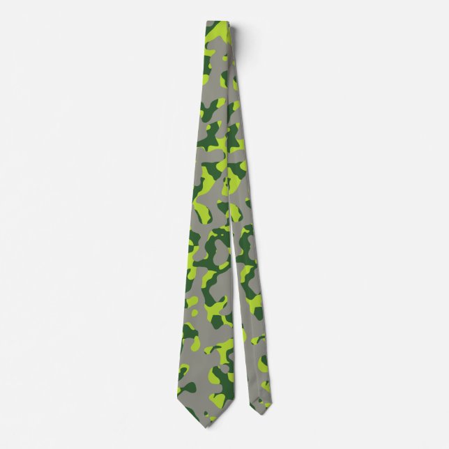 Light Green Camouflage in Dunkelgrün und Grau Krawatte (Vorderseite)