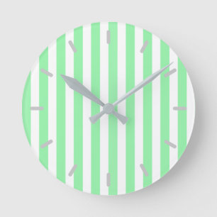 Light green candy stripes runde wanduhr