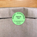 Light Green Christmas Business Round Shape Sticker<br><div class="desc">Frohe Weihnachten! Einer der bekanntesten Feiertage des Jahres. Es ist auch eine der besten Jahreszeiten für Werbung für Ihr Unternehmen. Rundform Aufkleber mit fröhlichen Weihnachtsgrüßen, Ihrem Firmennamen und weiteren Informationen über Ihr Unternehmen. Sie können es als Zubehör für Ihr Produktverpackungsmaterial verwenden, um Ihren Produktnamen zu fördern. Sie können es auch...</div>