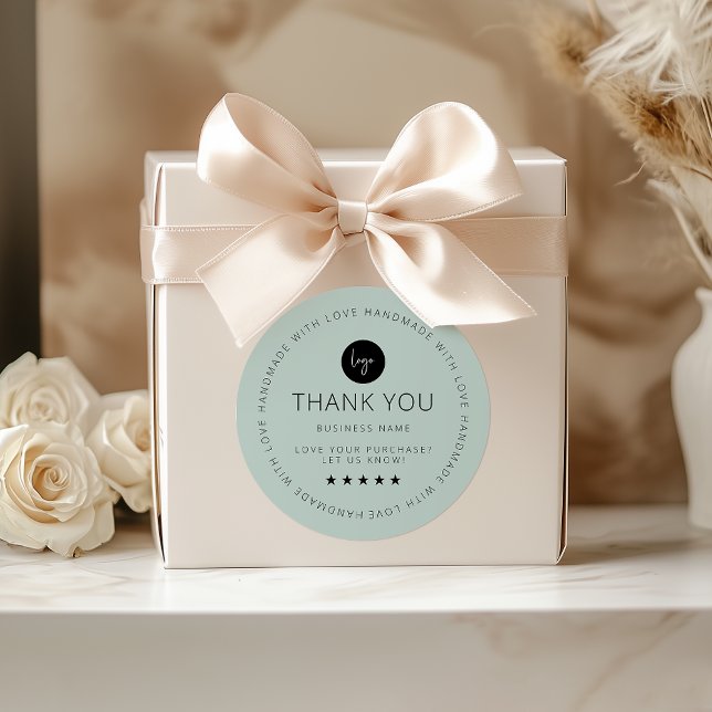 Light Green Custom Vielen Dank Aufkleber mit Logo (Light Green Custom Thank You Sticker With Logo)