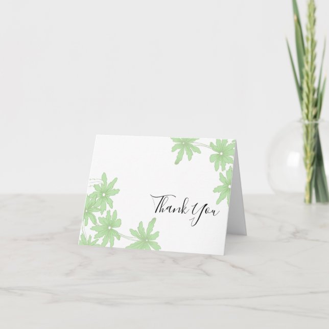 Light Green Daisies Vielen Dank Hinweis Dankeskarte (Vorderseite)